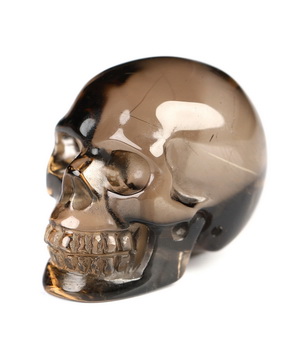 0.7" Smoky Quartz Rock Crystal Hand Carved Crystal Skull, Realistic, Crystal Healing