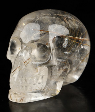 Gemstone 1.1" Rutilated Quartz Rock Crystal Hand Carved Crystal Skull, Realistic, Crystal Healing