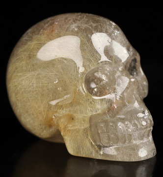 Gemstone 1.5" Rutilated Quartz Rock Crystal Hand Carved Crystal Skull, Realistic, Crystal Healing