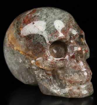 1.5" Phantom Quartz Rock Crystal Hand Carved Crystal Skull, Realistic, Crystal Healing