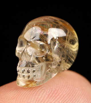 Gemstone 0.5" Rutilated Quartz Rock Crystal Hand Carved Crystal Skull, Realistic, Crystal Healing