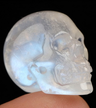 Flash 0.7" Moonstone Hand Carved Crystal Skull, Realistic, Crystal Healing