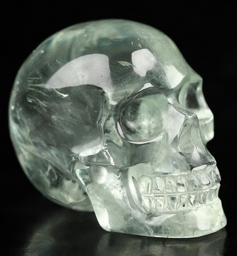 1.1" Green Quartz Hand Carved Crystal Skull, Realistic, Crystal Healing