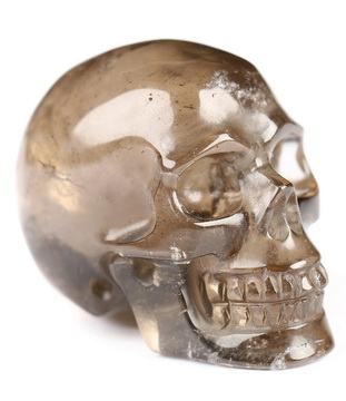 1.2" Smoky Quartz Rock Crystal Hand Carved Crystal Skull, Realistic, Crystal Healing