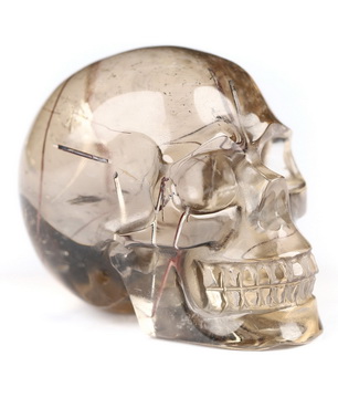 Gemstone 1.5" Rutilated Quartz Rock Crystal Hand Carved Crystal Skull, Realistic, Crystal Healing