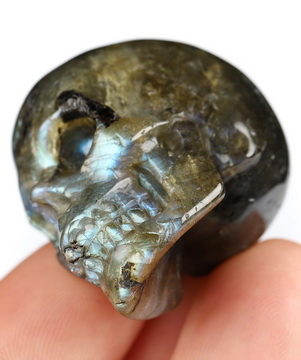 1.4" Labradorite Hand Carved Crystal Skull, Realistic, Crystal Healing