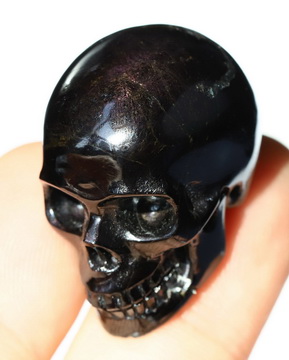 Gemstone 1.2" Purpurite Hand Carved Crystal Skull, Realistic, Crystal Healing