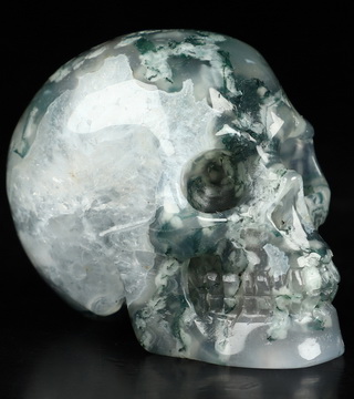 2.0" Green Moss Agate Hand Carved Crystal Skull, Realistic, Crystal Healing