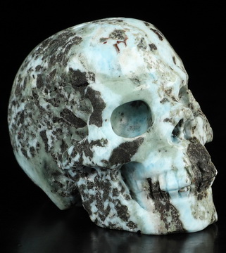 Gemstone 2.2" Larimar Hand Carved Crystal Skull, Realistic, Crystal Healing