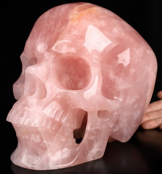 22.6LB Titan 9.9" Rose Quartz Hand Carved Crystal Skull, Crystal Healing