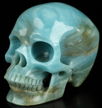 3.5" Chinese Amazonite Hand Carved Crystal Skull, Super Realistic, Crystal Healing