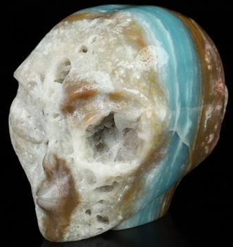 4.1" Chinese Amazonite Star Being Female Alien Crystal Skull Companion, Hand Carved Gemstone Fine Art Sculpture, Reiki Healing Stone Statue