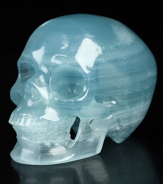 2.0" Blue Onyx Hand Carved Crystal Skull, Super Realistic, Crystal Healing