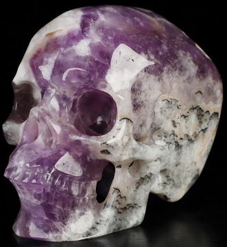 3.5" Dream Chevron Amethyst Hand Carved Crystal Skull, Super Realistic, Crystal Healing