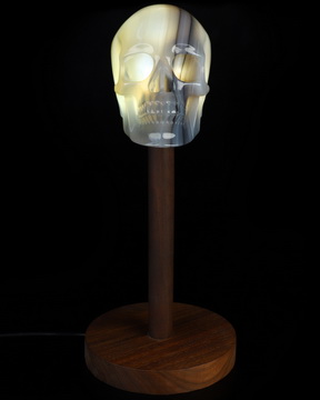 4.5" Premium Brazilian Agate Hand Carved Crystal Skull Lamp with Stand, Crystal Healing