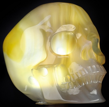 4.0" Premium Brazilian Agate Hand Carved Crystal Skull Lamp with Stand, Crystal Healing