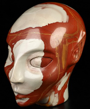 4.1" Red Noreena Jasper Hand Carved Fairy Elf Alien Crystal Skull Companion Sculpture, Crystal Healing