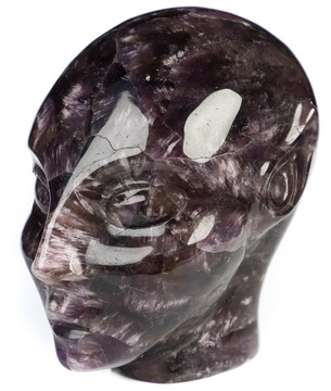Gemstone 4.1" Amethyst Hand Carved Fairy Elf Alien Crystal Skull Companion Sculpture, Crystal Healing