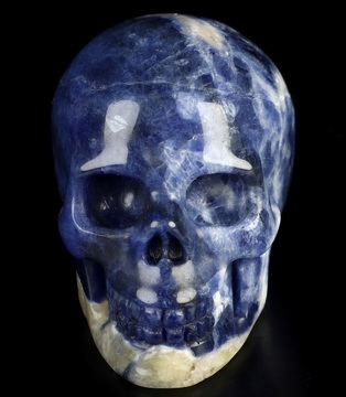 2.0" Sodalite Hand Carved Crystal Skull, Realistic, Crystal Healing