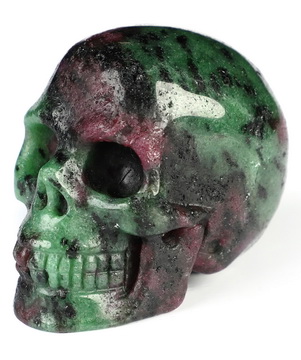 2.0" Ruby Zoisite Hand Carved Crystal Skull, Realistic, Crystal Healing