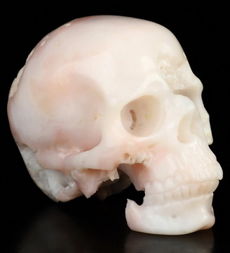 2.5" Pink Opal Hand Carved Crystal Skull, Super Realistic, Crystal Healing