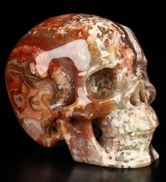 Gemstone 2.0" Red Crazy Lace Agate Hand Carved Crystal Skull, Super Realistic, Crystal Healing
