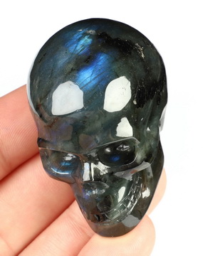 2.0" Labradorite Hand Carved Crystal Skull, Realistic, Crystal Healing