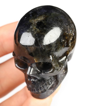 2.0" Iolite Hand Carved Crystal Skull, Realistic, Crystal Healing