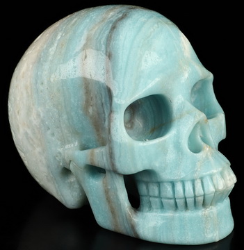 5.0" Chinese Amazonite Hand Carved Crystal Skull, Realistic, Crystal Healing