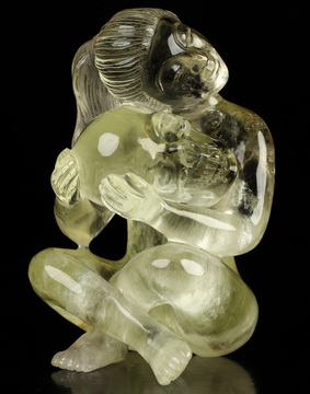 Gemstone 4.0" Citrine Hand Carved Crystal Skull Fine Art Sculpture, Crystal Healing