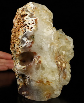 5.8" Quartz rock druse Hand Carved Crystal Skull Fine Art Sculpture, Crystal Healing
