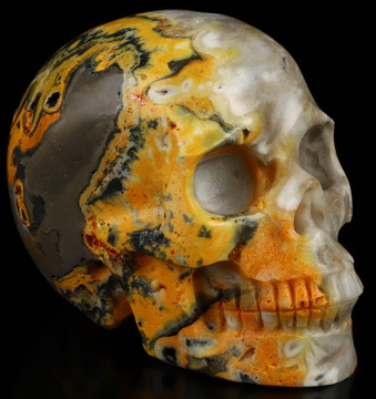 Gemstone 3.5" Bumble Bee Jasper Hand Carved Crystal Skull, Realistic, Crystal Healing