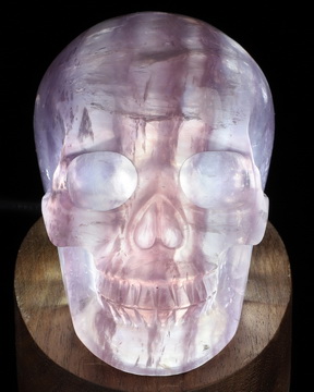 4.5" Fluorite Hand Carved Hollow Crystal Skull Lamp/Light with Led Stand, Super Realistic, Crystal Healing