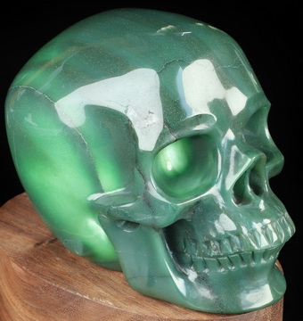 5.0" Green Aventurine Hand Carved Crystal Skull Lamp, Crystal Healing