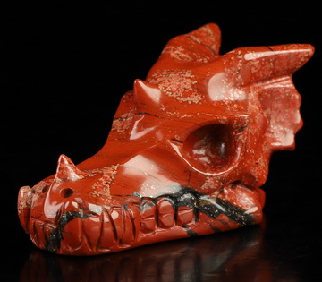 2.0" Red Jasper Hand Carved Crystal Dragon Skull Sculpture, Crystal Healing