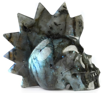 5.1" Labradorite Hand Carved Punk Crystal Skull Sculpture, Crystal Healing