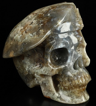 5.5" Green Moss Agate Hand Carved Crystal Skull Sculpture, Crystal Healing