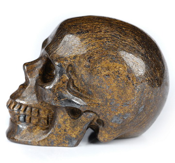 2.0" Shimmering Bronzite Hand Carved Crystal Skull, Realistic, Crystal Healing