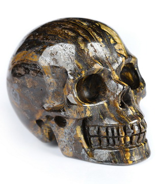 2.0" Colorful Tiger Iron Eye Hand Carved Crystal Skull, Realistic, Crystal Healing