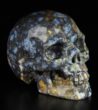 2.0" Blue Ocean Agate Hand Carved Crystal Skull, Realistic, Crystal Healing