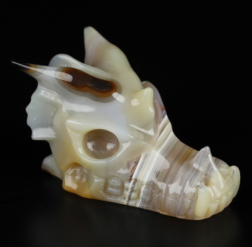 1.5" Agate Hand Carved Crystal Dragon Skull Sculpture, Crystal Healing