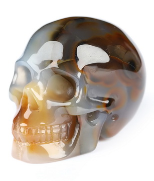 2.0" Premium Brazilian Agate Hand Carved Crystal Skull, Realistic, Crystal Healing
