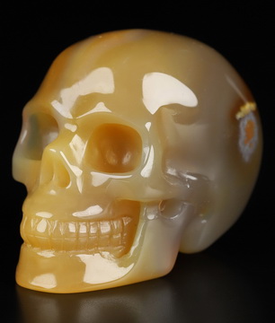 2.0" Premium Brazilian Agate Hand Carved Crystal Skull, Realistic, Crystal Healing