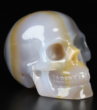 2.0" Premium Brazilian Agate Hand Carved Crystal Skull, Realistic, Crystal Healing