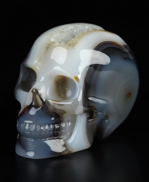 2.0" Premium Brazilian Agate Hand Carved Crystal Skull, Realistic, Crystal Healing