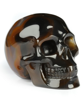 2.0" Premium Brazilian Agate Hand Carved Crystal Skull, Realistic, Crystal Healing