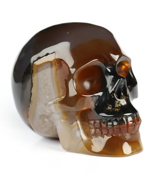 2.0" Premium Brazilian Agate Hand Carved Crystal Skull, Realistic, Crystal Healing
