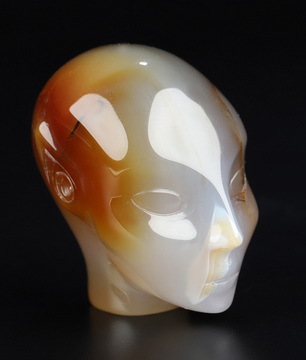 1.7" Premium Brazilian Agate Hand Carved Fairy Elf Alien Crystal Skull Companion Sculpture, Crystal Healing