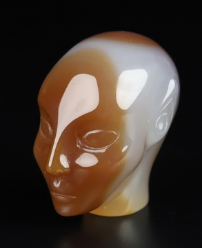 1.7" Premium Brazilian Agate Hand Carved Fairy Elf Alien Crystal Skull Companion Sculpture, Crystal Healing