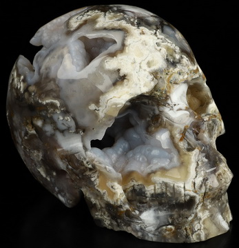 4.6" Indonesian Agate Hand Carved Crystal Skull, Realistic, Crystal Healing